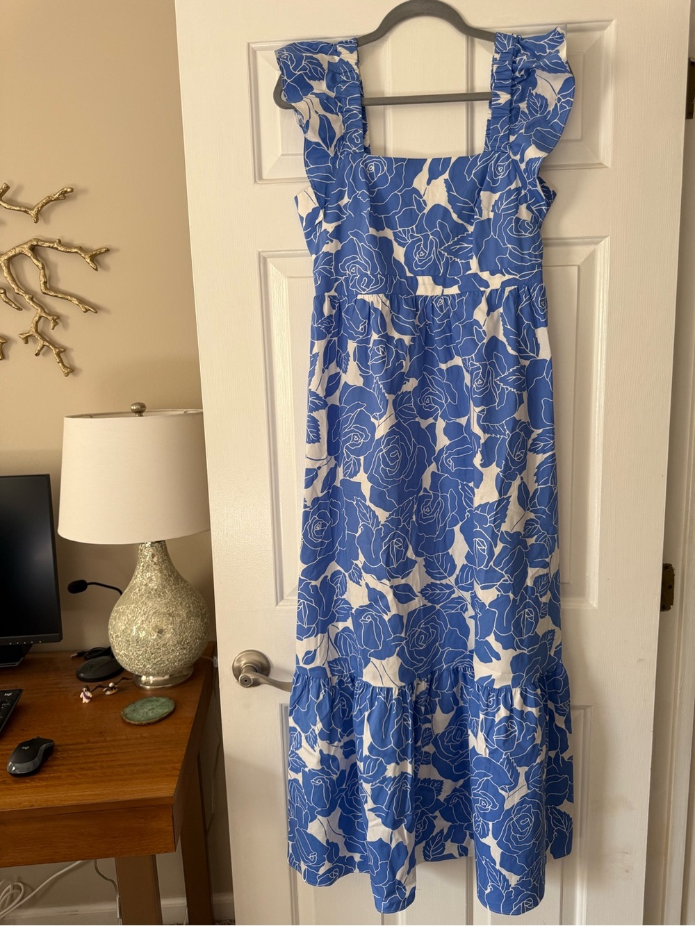 London Times Blue and White Floral Dress